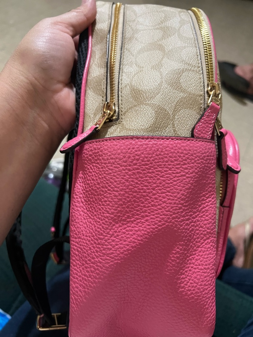 Coach Signature Canvas Mini Backpack with Hot Pink Leather Trim - Picture 2 of 4